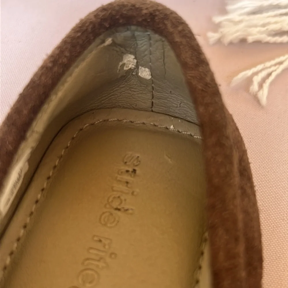 Stride Rite Keller Toddler Girls 9M Brown Suede Moccasins Pink Beaded Fringe